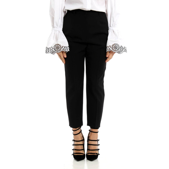 Alexander McQueen 100% Wool High Rise Trousers 6 Straight Leg Cropped Pants 42 - Picture 3 of 15